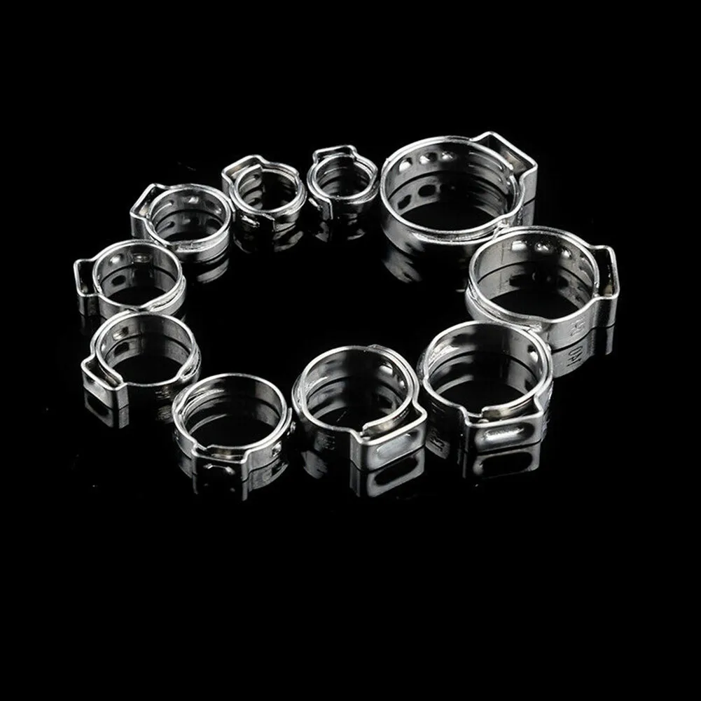 

Multi purpose 304 Stainless Steel Hose Clamp Set 100pcs Assorted Sizes with Pliers for Plumbing Automotive and More