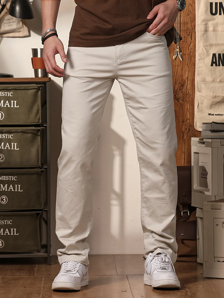 

Summer Thin Casual Pants Men's 2025 New Sle American Retro Khaki Stretchy Long Workwear Jeans Loose Straight Leg Trousers