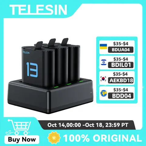 TELESIN Battery For GoPro Hero 13 1900 mAh Battery 3 Ways Fast Charger Box Storage For GoPro 13 Accessories