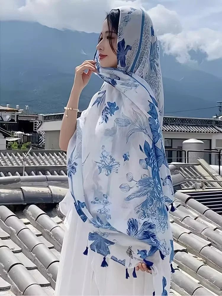 lightweight-outdoor-summer-travel-women's-sunscreen-awl-breathable-silk-scarf-floral-print-versatile-ne-wrap-faion-acce