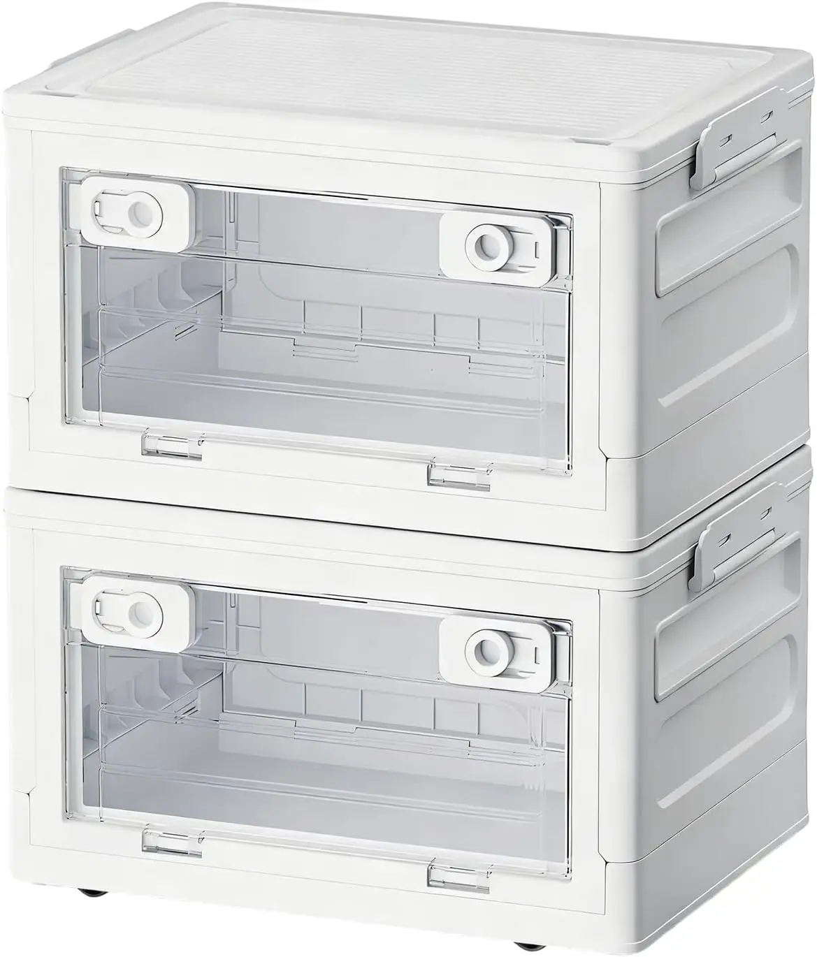 

Контейнеры для хранения с крышками и колесами (2 шт.) – Складные, штабелируемые пластиковые коробки для хранения