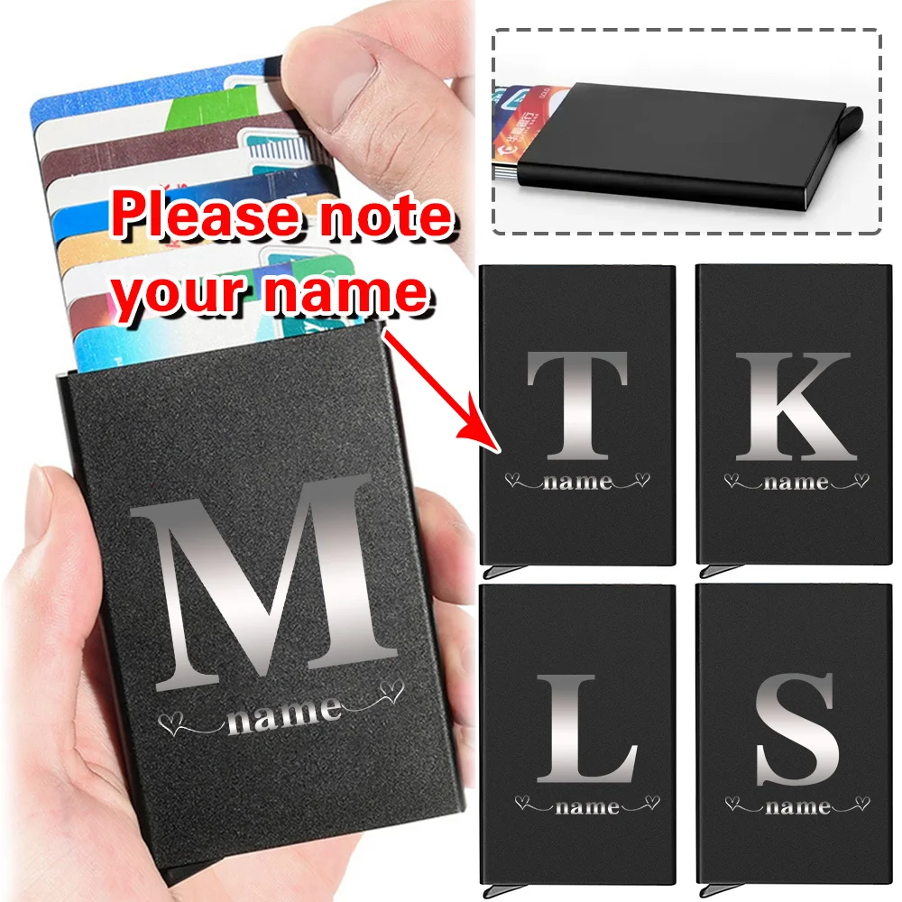 Personalized Customized Name Credit Cards Holder Pop-Up Business Card Storage Box Thin Mini Organizer Letter Custom Products