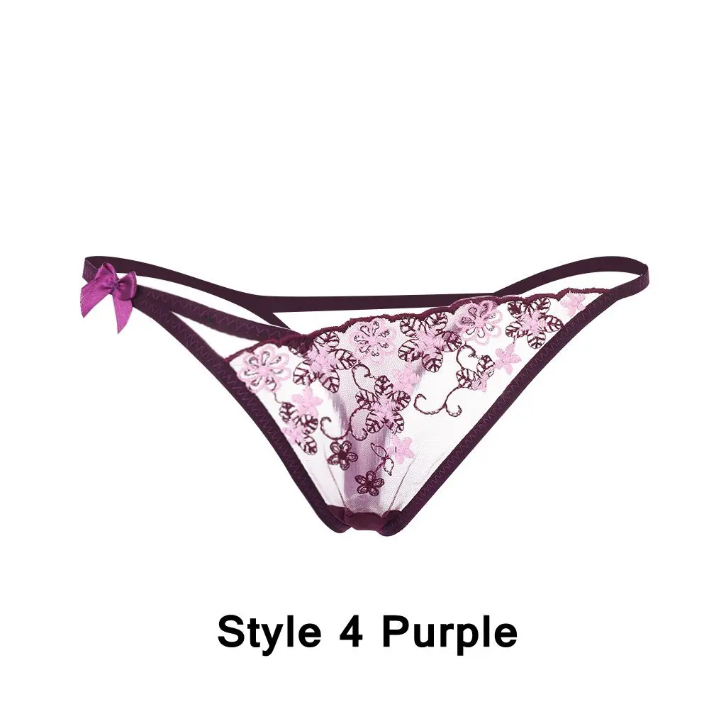 

Underwear Briefs Low Waist T-back G-string Lace Flowers Women Erotic Lingerie Sexy Panties