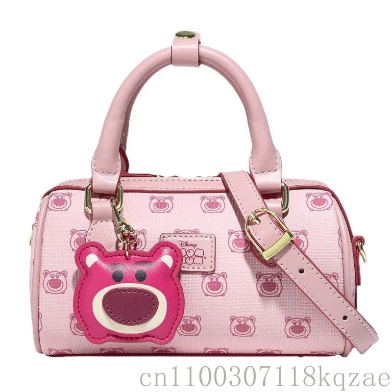 

Disney Lotso Strawberry Bear Boston Style Crossbody Shoulder Bag Pink Tote Handbag for Women Ladies Daily Shopping Use