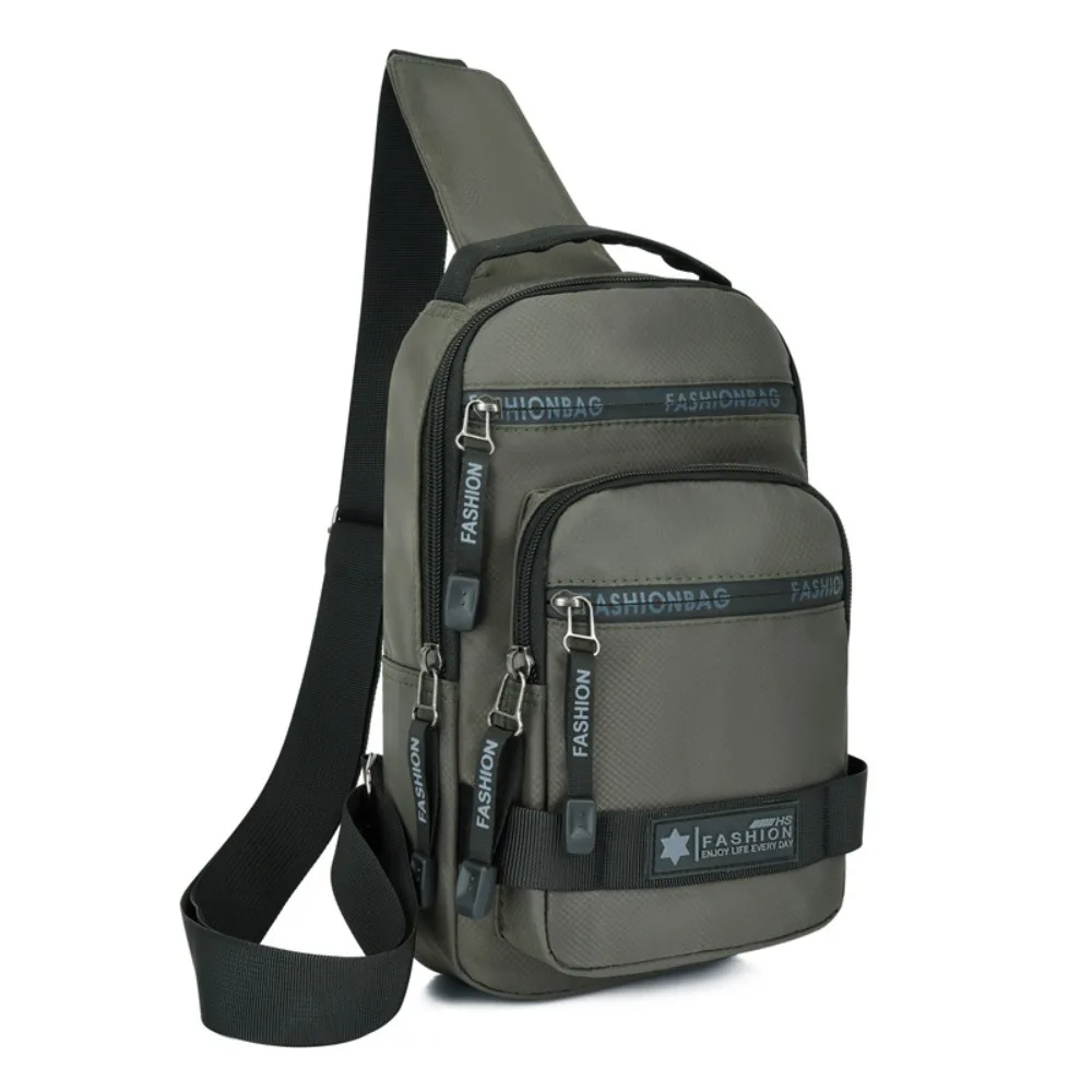 

Casual Multi Pockets Men Chest Bag Cloth Shoulder Bag Sports Message Bag Solid Color Multifunction Crossbody Bag Outdoor