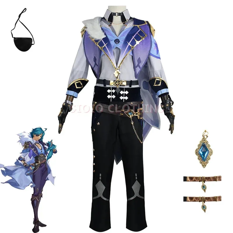 

Genshin Impact Kaeya Cosplay Costume Uniform Wig Anime Halloween High-quality Costumes for Men Game