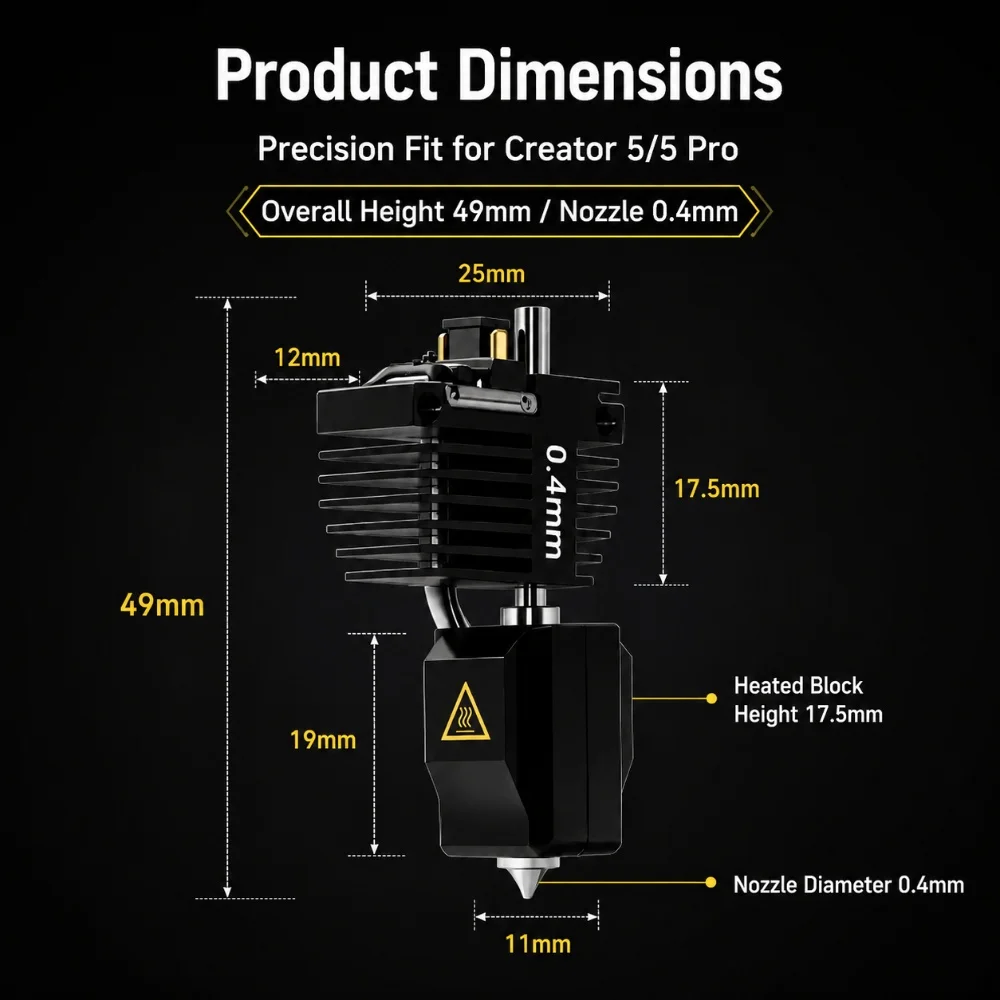 Dla Flashforge Creator 5 Hotend Creator 5 Pro Zespół dyszy zintegrowany z szybką wymianą, dysze ekstrudera C5, akcesoria do drukarki 3D — zdjęcie produktu 2