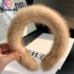 2024 Hot Sale Women Luxury Winter 100% Real Mink Fur Headbands High Quality Real Fur Hair Band Lady Fashion Hair Hoop Furry Gift