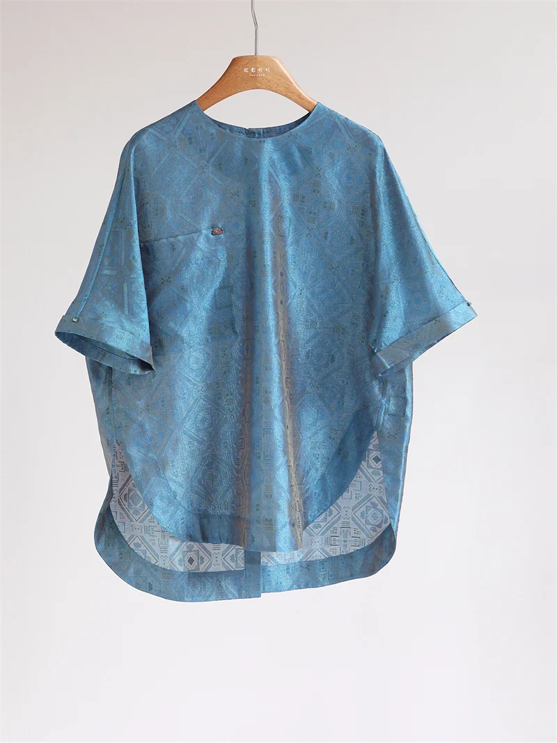 

Шелковая свободная блузка с золотой вышивкой в винтажном китайском стиле для женщин, с омолаживающим эффектом, дизайн «Черепаха», средней длины