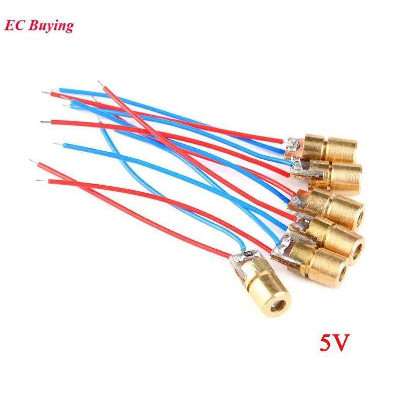 50pcs/2pcs 5V 650nm 5mW 6mm Laser Dot Diode Module DC5V Adjustable Red laser Tube Copper Head