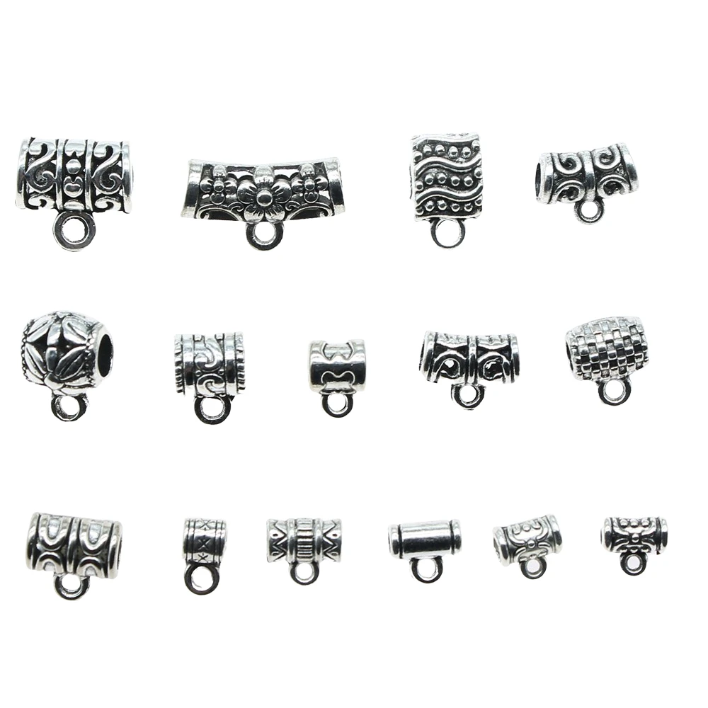 20pcs Charms Connector Bails Beads Antique Silver Color Bails Beads Charms Jewelry Findings DIY Bails Beads Connector