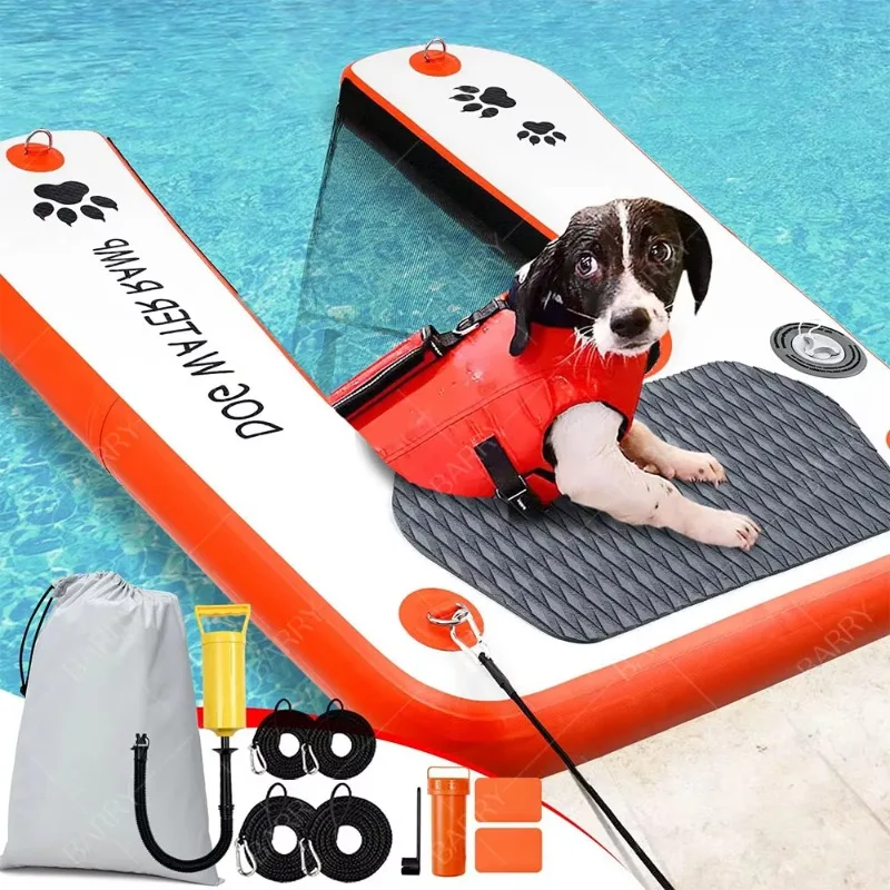 Water Play for Pets Climb Platform Mat Inflatable Dock Dog Accessories Water Ramp Inflatable Dog Boat Ladder Mat