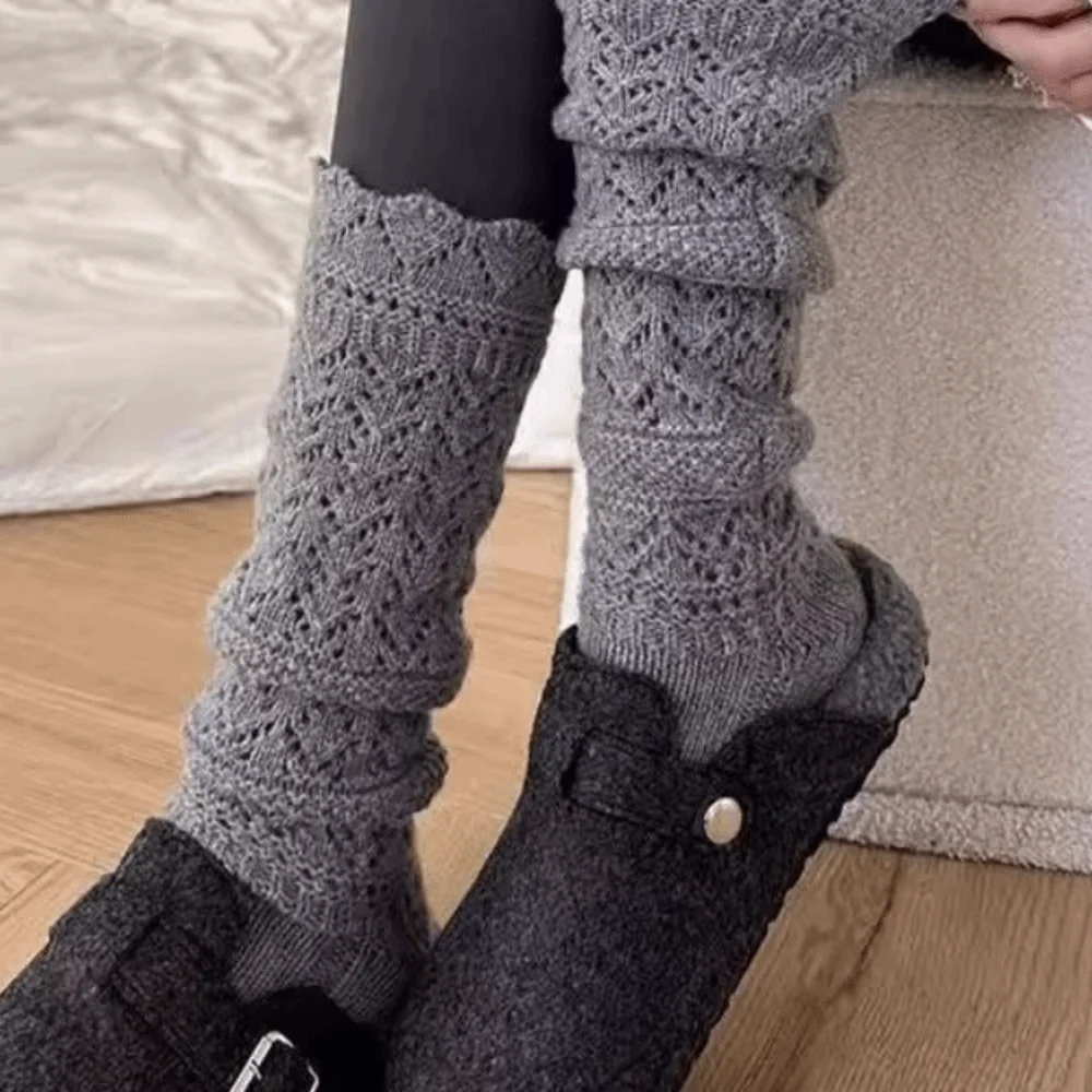 Couvre-pieds tricoté Simple Y2K, ajouré, doux, bottes Lolita, couleur unie, jambières douces pour femmes, automne/hiver