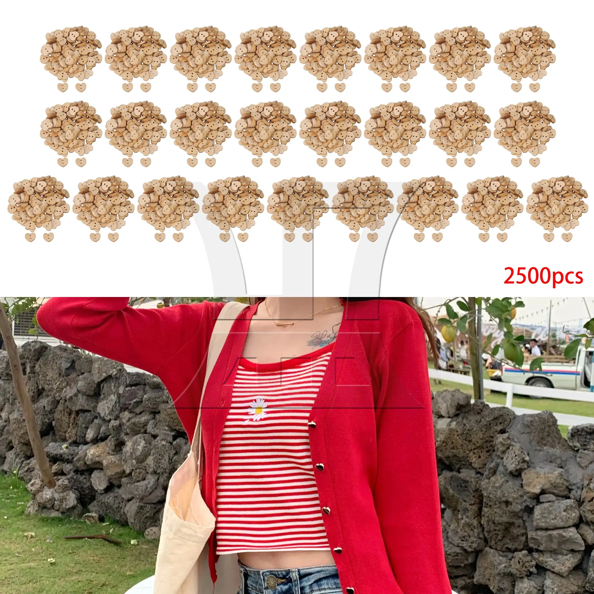 

BQLZR 2500pcs Peach Heart Buttons, 13x15mm, Suitable For Knitwear