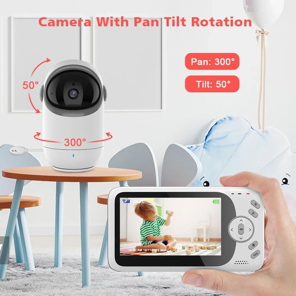 4.3 Inch VB801 Baby Monitor 3X Zoom Camera Two Way Audio Night Vision 2.4G Wireless Mother Kids Surveillance Camera SD 720P