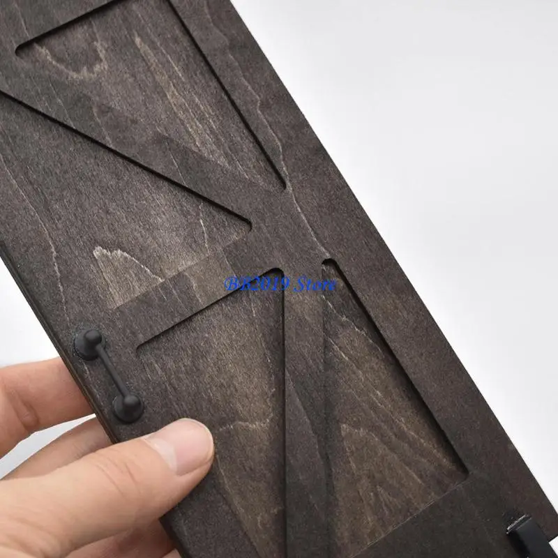 Porta deslizante retro preta para casas bonecas miniatura diy decorações quarto modelo acessório móveis