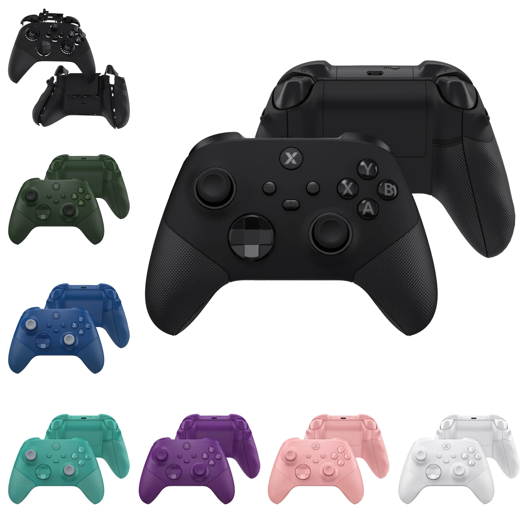 eXtremeRate ASR Version Full Set Shell Buttons for Xbox Core Controller (Xbox Series X & S Controller) - Diamond Textured Black