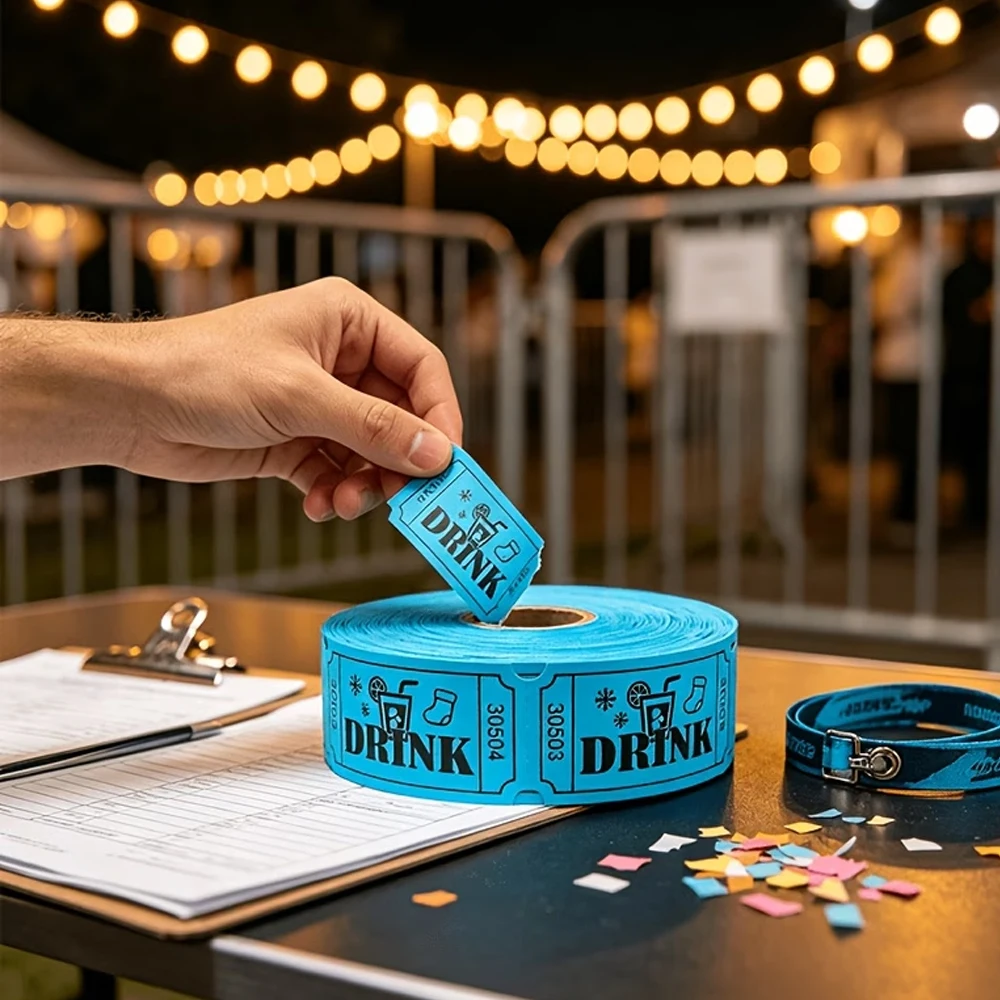 500pcs Raffle Tickets Rolls, Drink Tickets Single Roll for Events, Leisure, Movie Watching, Entertainment, (4-Color Selection) view 5