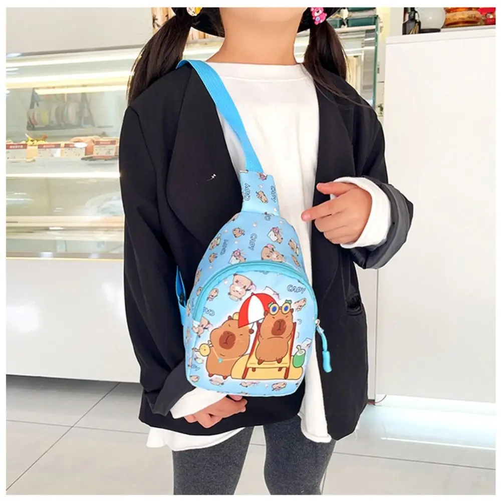 حقيبة كتف كابيبارا الجديدة من النايلون خفيفة الوزن على الصدر حقيبة كروس على شكل حيوانات كرتونية للأطفال #4
