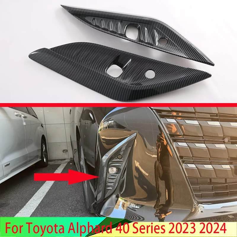 

For Toyota Alphard 40 Series 2023 2024 Carbon fiber style Front Fog Light Lamp Cover Trim Molding Bezel Garnish Sticker