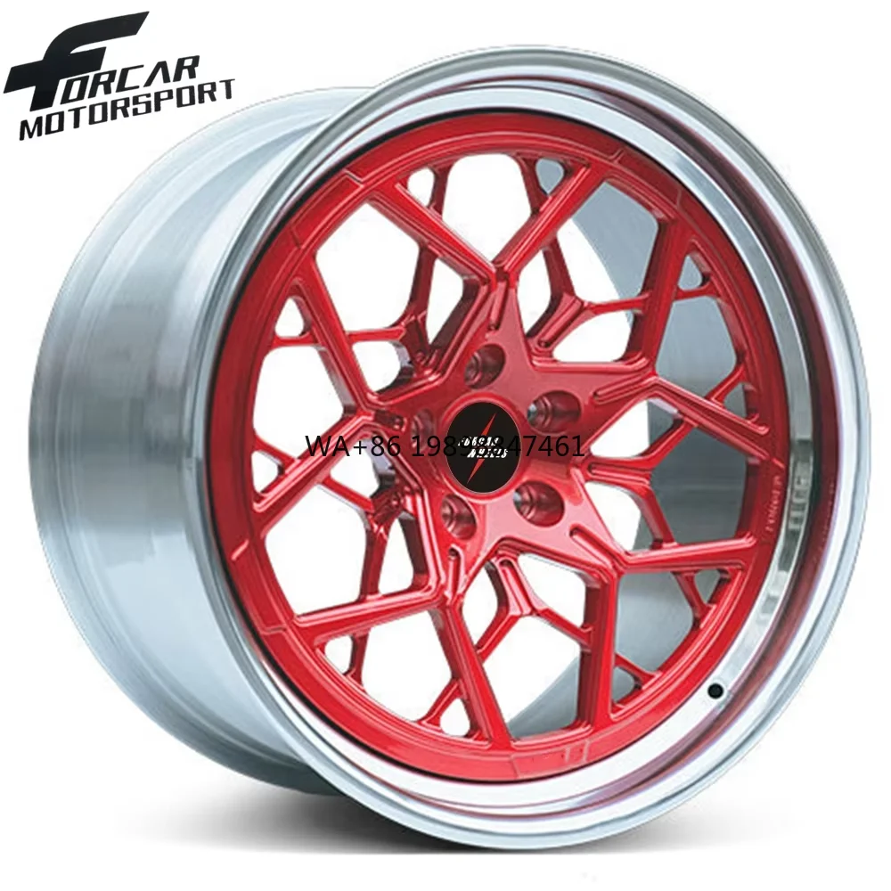 

Двухсоставные глянцевые красные диски Deep Dish для автоспорта, кованые из алюминия T6061, все размеры