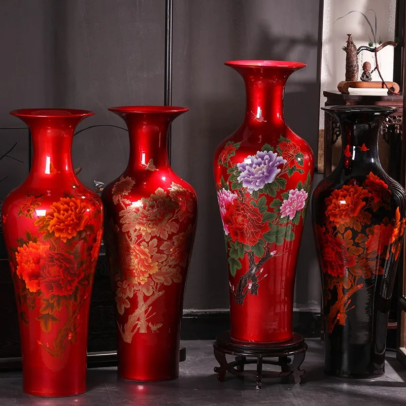 Wholesale Huge Ceramic Vase Golden Floor Vase Tall Ceramic Home Decoration