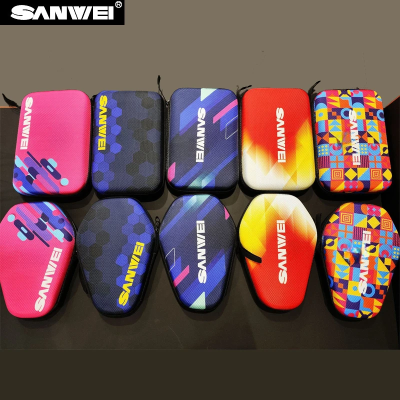 SANWEI Table Tennis Racket Case Oxford Cloth Hard Shell Ping Pong Racket Paddle Cover Storage Bag Durable Square Racket Covers