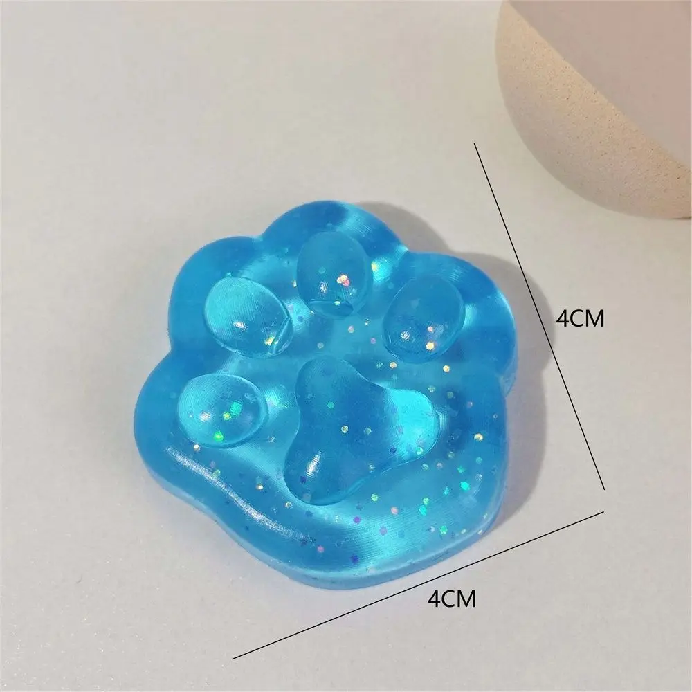 Kawaii Stress Relief Fidget Toy Transparent Cube Ice Block Squeeze Toy Cat Paw Fish Ice Cube Toys Party Favors
