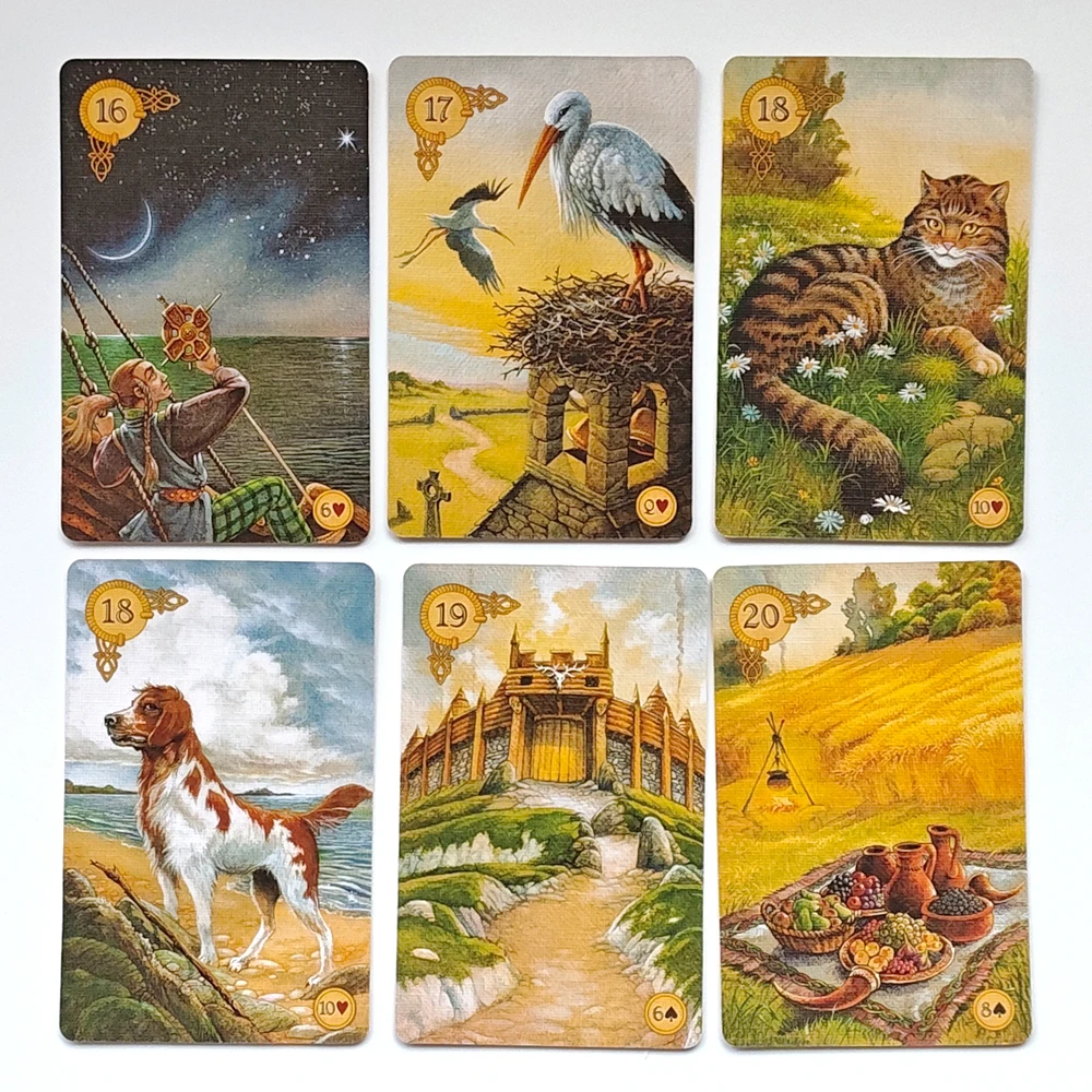 9*6cm Celtic Lenormand Deck 45 Pcs Lenormand Cards Colorful Artwork Printed on 350GSM Double-embossed Cardstock