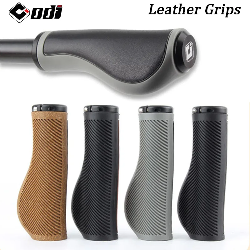 ODI Leather Bicycle Grips Ergonomic Mountain Bike Grip OKA Bike Handlebar Grips Soft Rubber MTB Cuffs Lock on Bicycle Handle