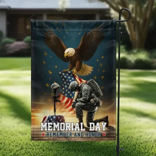 Memorial Day Eagle Kneeling Soldier Remember and Honor Flag Graden Flag XXH LLP LLX uui