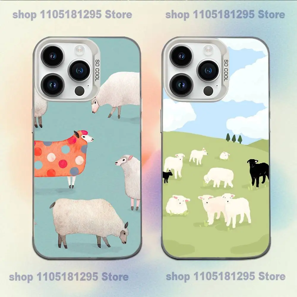 

Cute Cartoon Sheep Phone Case For iPhone XR,17,16,15,14,13,12,11,X,Mini,Pro,E,MAX White Candy Matte Shockproof Cover