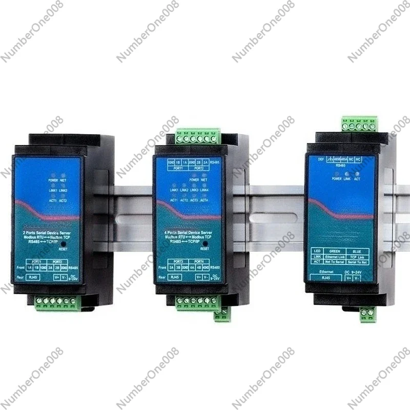 4-Port RS485 To Ethernet Gateway, Quad Serial Server Modbus MQTT Gateway with JSON Edge Computing, DIN-Rail Industrial