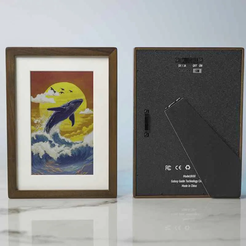 إطار صورة فني خشبي مثبت على الحائط مقاس 7.3 بوصة من Hindetel يعمل بالذكاء الاصطناعي الرقمي مقاس 7.3 بوصة