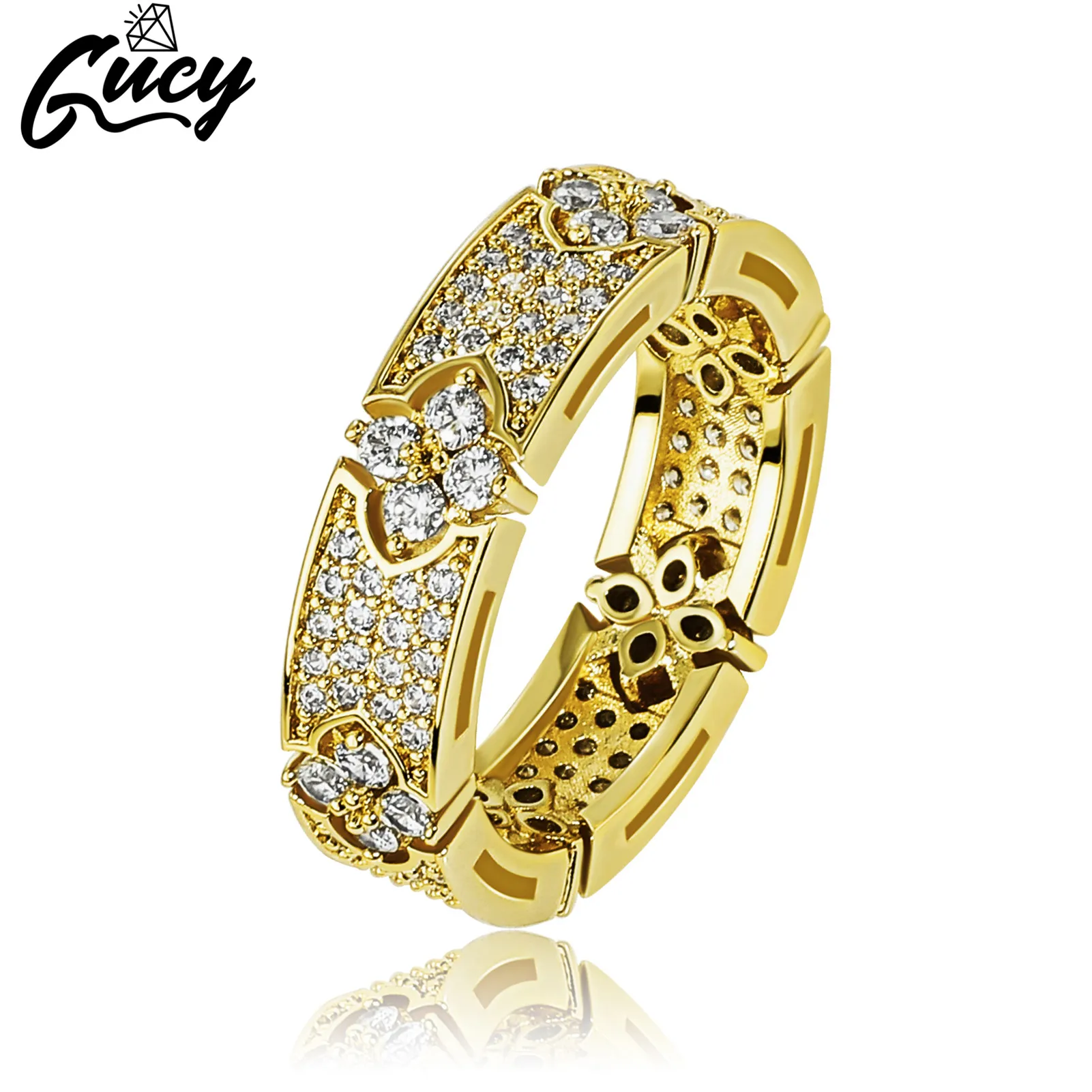 

GUCY Fashion Wedding Ring For Women Micro Paved Cubiz Zircon Finger Rings Female Engagement Jewelry Accessories