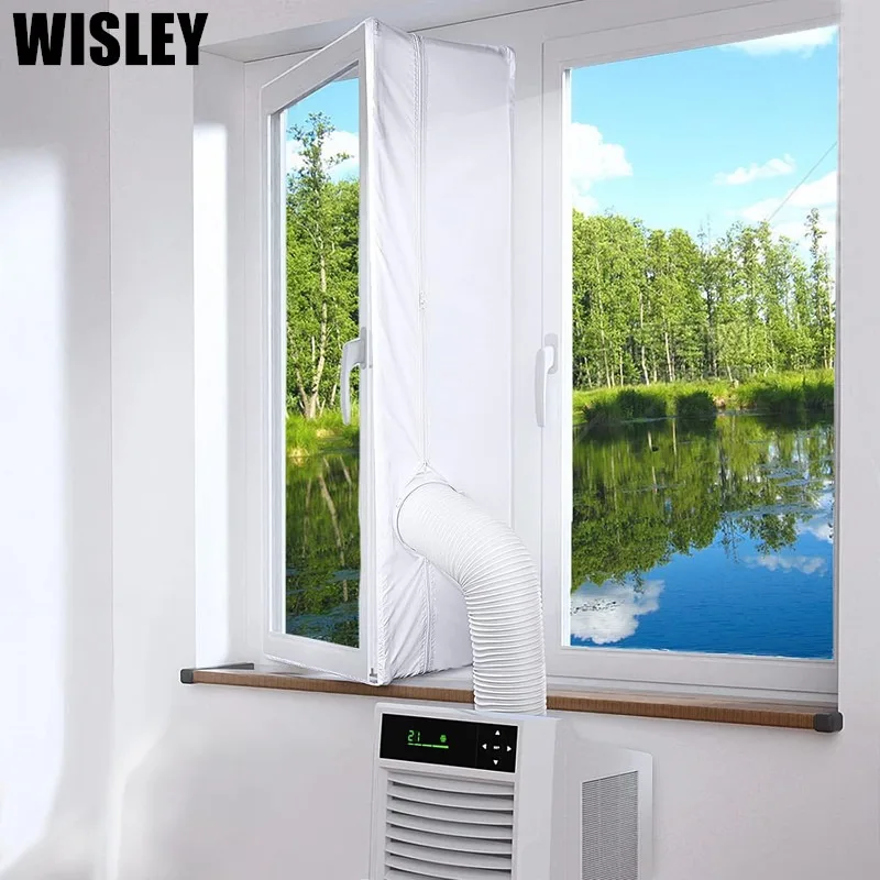 Window Seal Waterproof Windproof Cloth Portable Air Conditioner Window Sealing Kit Fastening Adjustable Zipper for Mobile AC