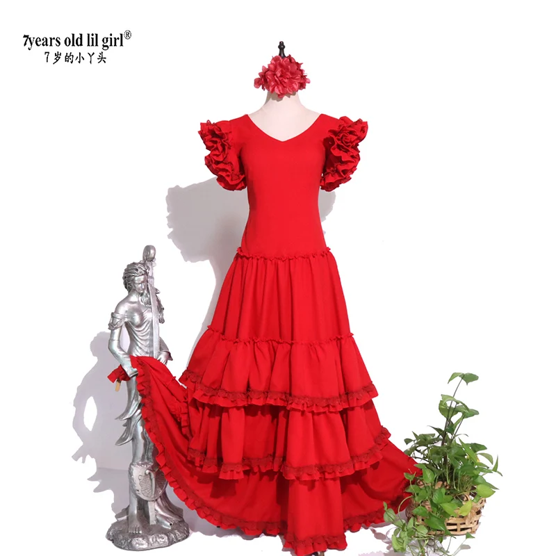 Robe de danse Flamenco espagnole, jupe épaisse italienne multicouche GI05