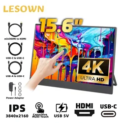 LESOWN 15,6 inch 4K touchscreen draagbare monitor 1080P IPS USB-C HDMI Gaming uitgebreid display voor tweede scherm PS4/5 schakelaar