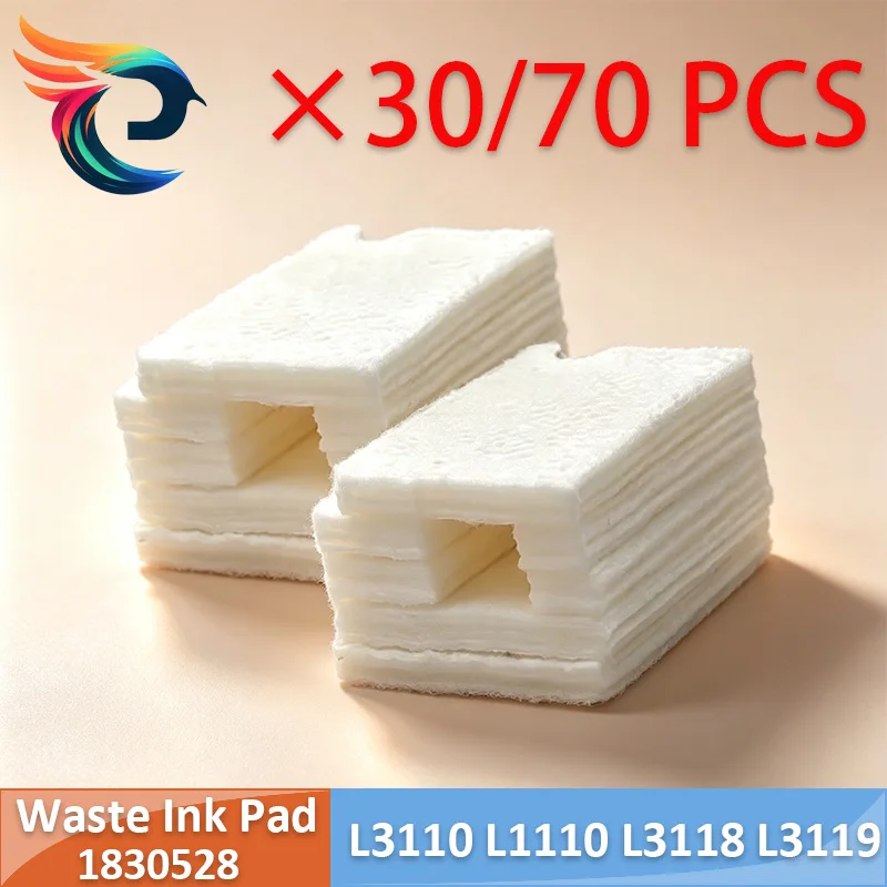30/70PCS 1830528 Waste Ink Pad Sponge Absorber For Epson L1110 L3110 L3118 L3150 Ink Tank Replacement Sponge For EcoTank Printer