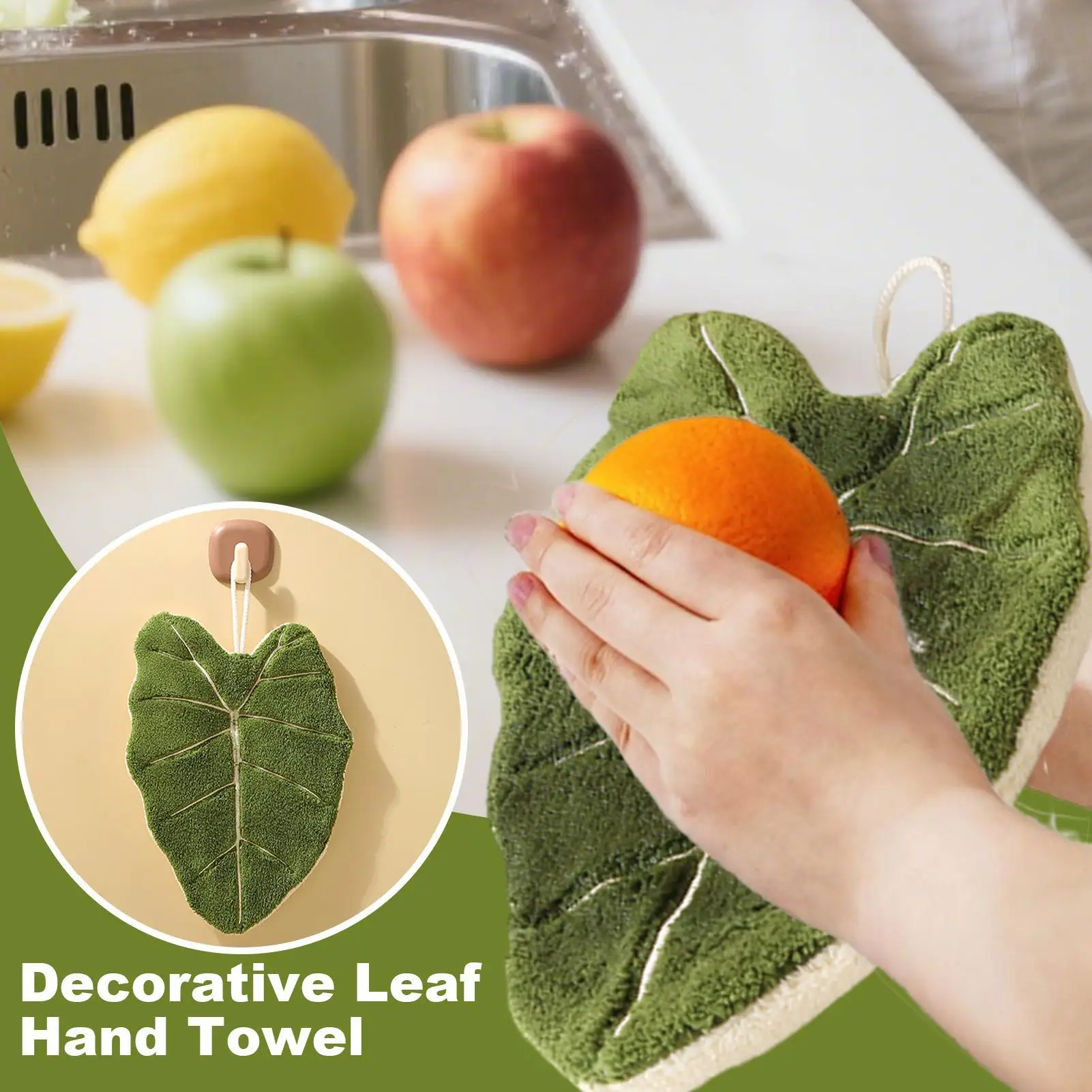 Hand Towels Kitchen Hangable Kitchen Towels Decorative Coral Fleece Leaf Shape Washcloths For Bathroom Home Kitchen Dinner Room
