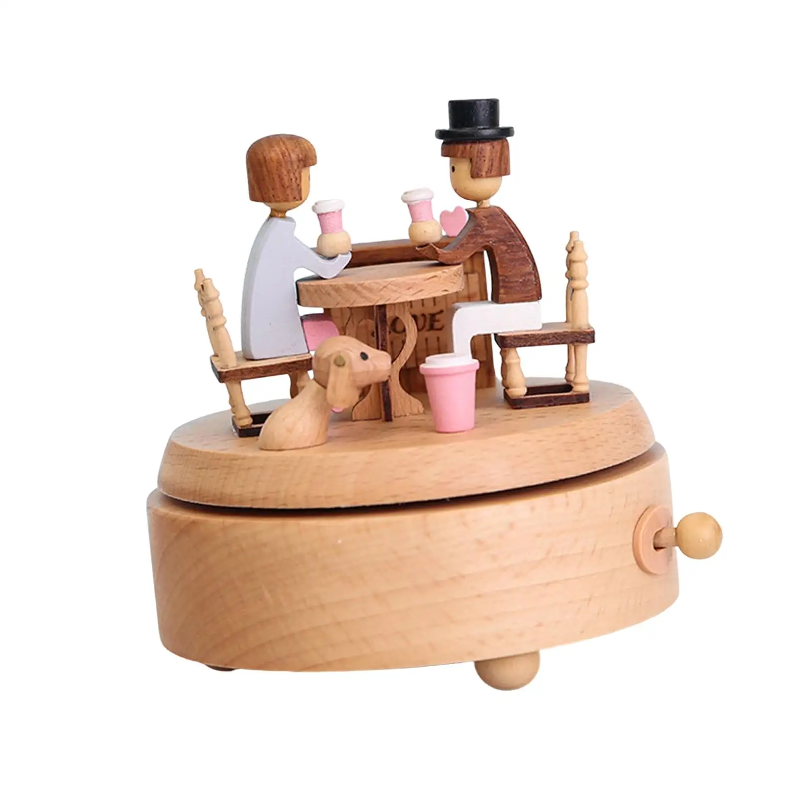 Wooden Wind up Musical Boxes Centerpiece Accessory Play Melody for Girl Kids Birthday Christmas Collectible