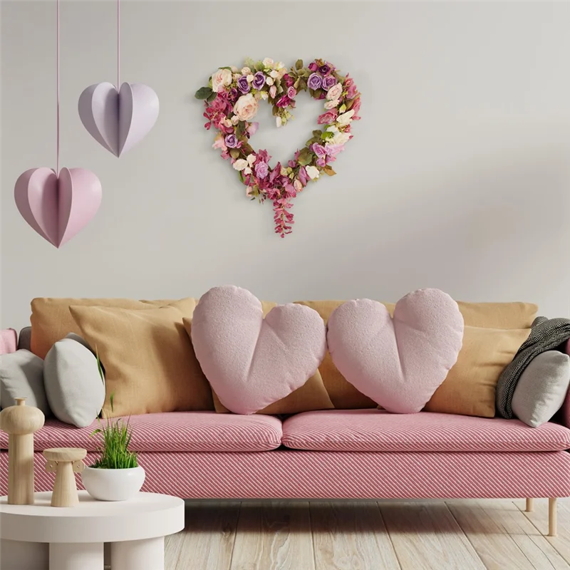 WORTHOWN-4 Confezione di ghirlande di metallo a forma di cuore da 12 pollici con ghirlande di filo a forma di cuore per la casa, matrimonio, San Valentino, artigianato fai da te