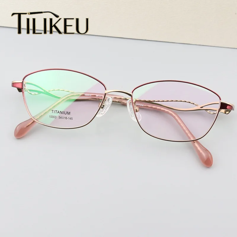 New Fashion Women Ultra-Light Pure Titanium Glasses Frame Luxury Retro Oval Anti Blue Myopia Designer Women Eyeglass Frames 2026