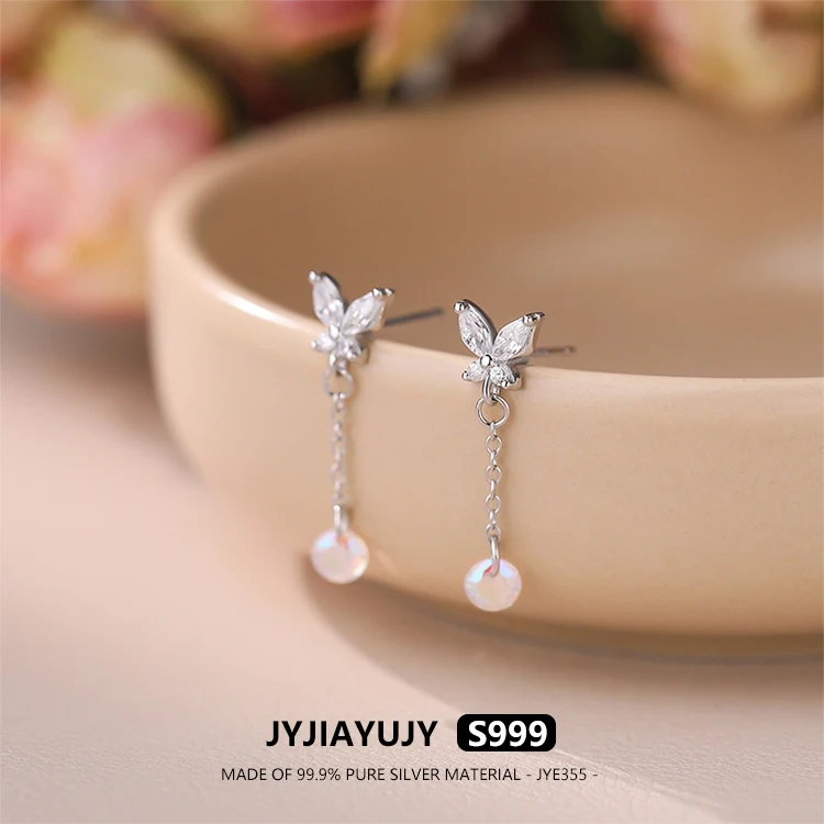 

JYJIAYUJY 100% цельно оригинальные серьги-капли из чистого серебра S999, в наличии, модные ювелирные изделия с бабочкой, подарок на каждый день JYE355