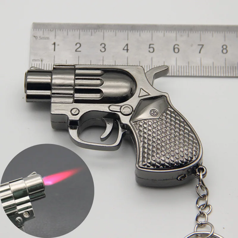 Metal Lighter Cigarette Set Gift New Strange Small Gun Keychain Pendant Lighter Wholesale