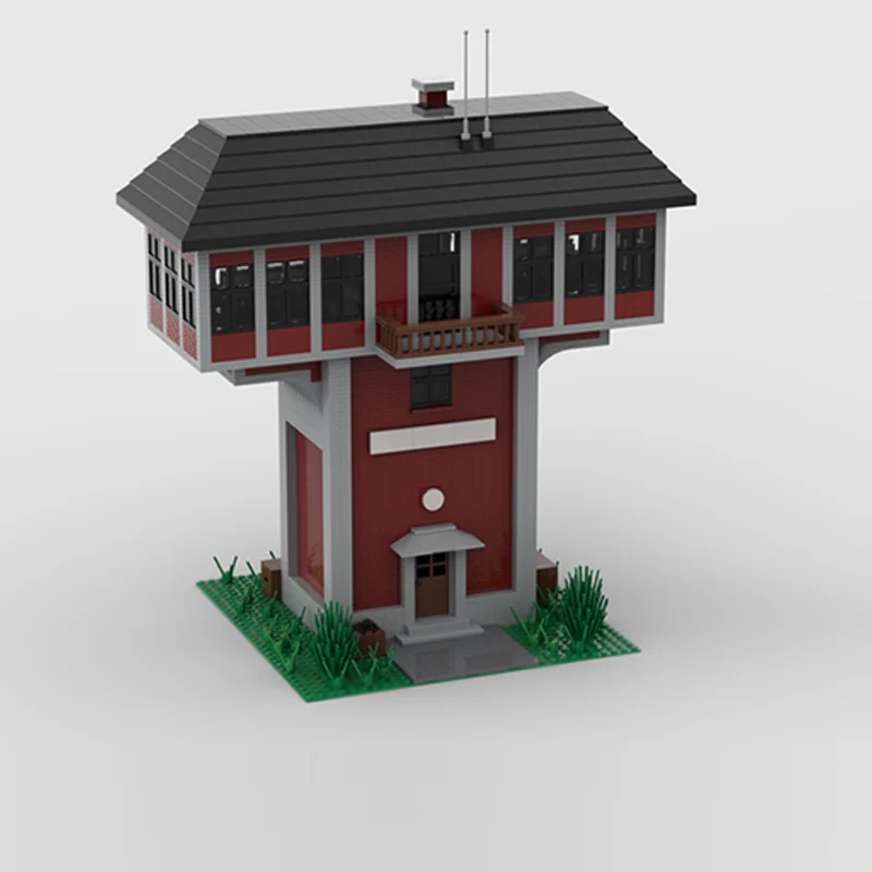 Street View Model MOC Building Bricks Poste Aiguillage Signal Tower Modular Technology Children Holiday Gifts Assemble Toys Suit