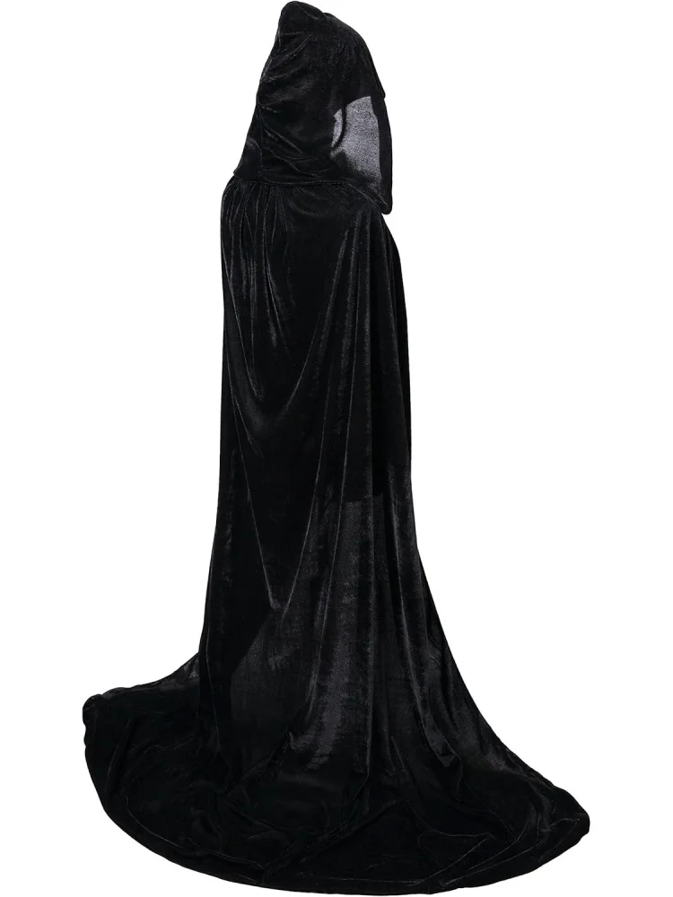 Unisex Adults Hooded Cloak Velvet Cape for Halloween Cosplay Costumes, Gothic Steampunk Victorian Style, For Vampires Wizards