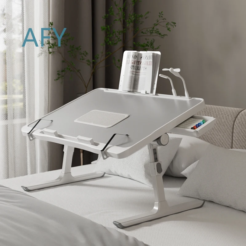 Foldable Lift Adjustable Bay Window Desk for Bed for College Student Dormitory Study Table for Homework and Computer Use