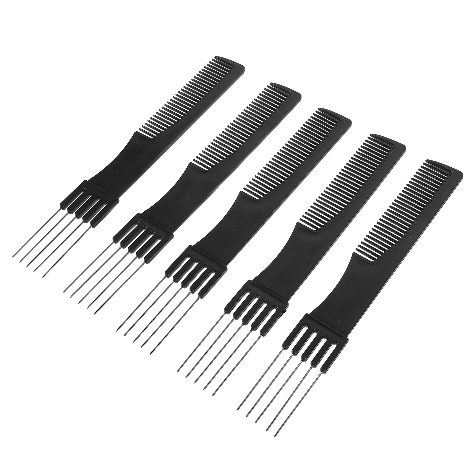 

5Pcs Professional Steel Needle Comb Ergonomic Design 2-in-1 Hair Styling Tool Metal Pick and Regular Side for Salon Use