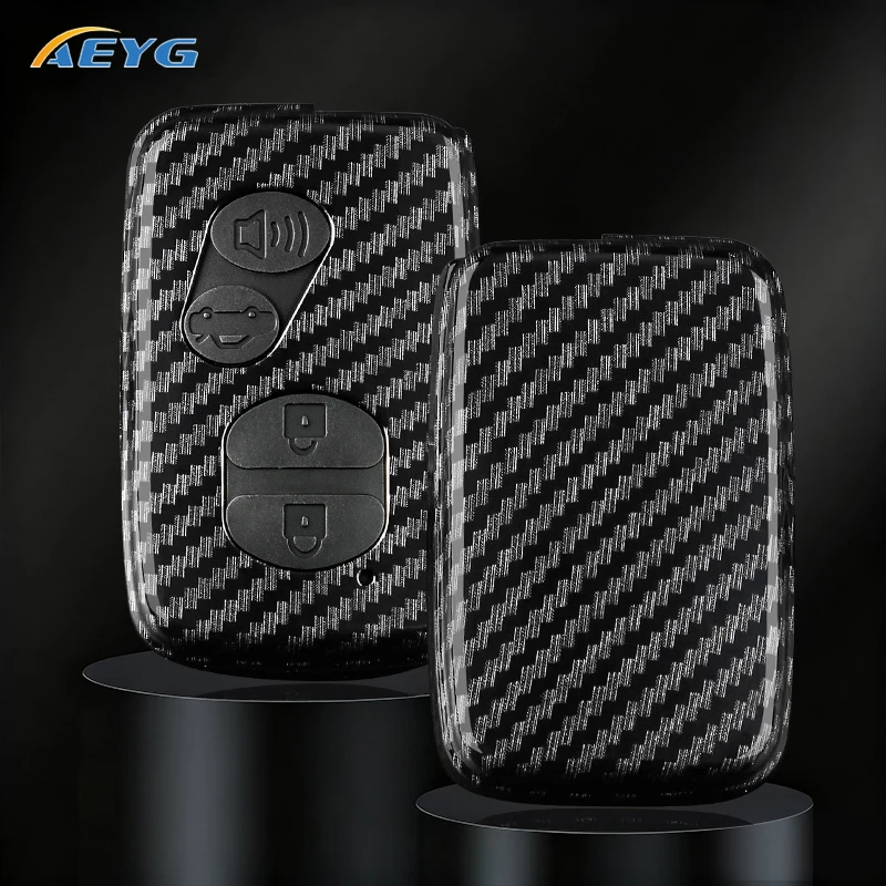 ABS Carbon Fiber Car Key Case Cover For Toyota Land Cruiser Prado 150 Camry Prius Crown For Subaru Foreste XV Keychain